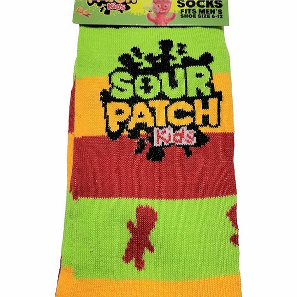3/$20 Sour Patch Kids Crew Crazy Socks Mens Womens Green Red Unique Fun - Picture 4 of 5